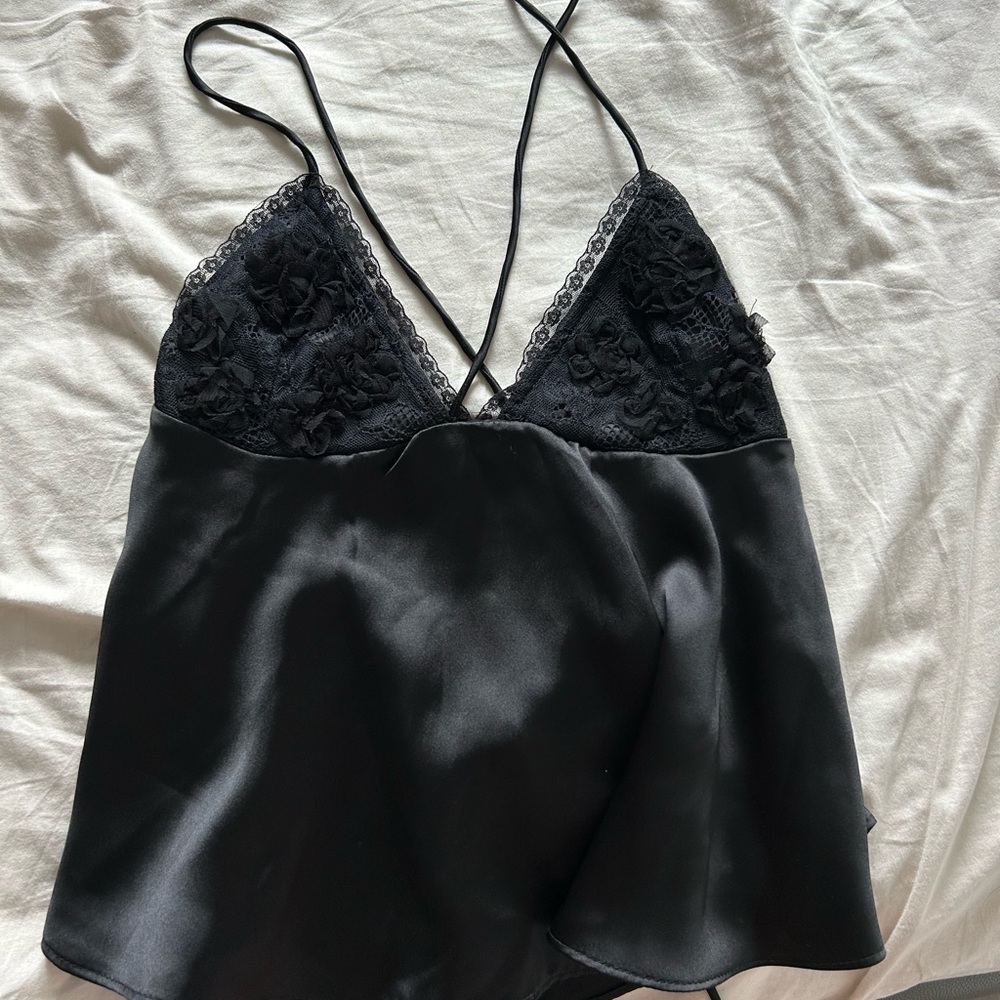 Elegant Black Lace Trim Camisole